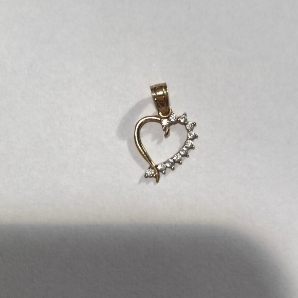 Gold heart pendant with cubic zirconium gems - Picture 2 of 2
